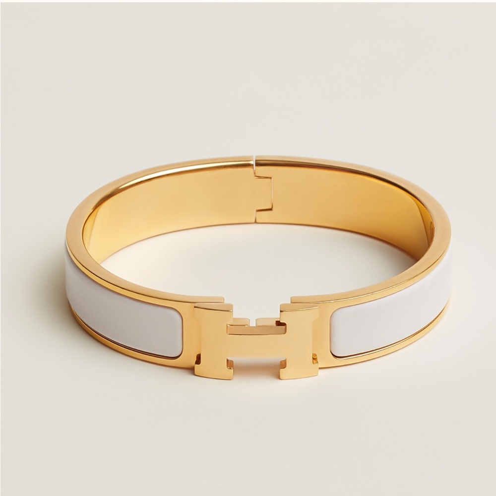 Hermes White Clic Clac Bracelet